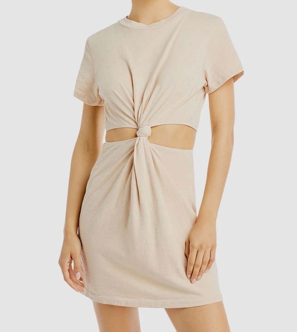 LNA Clothing Short Sleeve Tie Front Crop Tee Small
